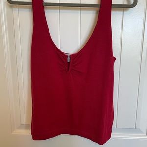 Modern Citizen Womens XL Red Farrah Notch Neck Knit Tank Top Sleeveless Cropped